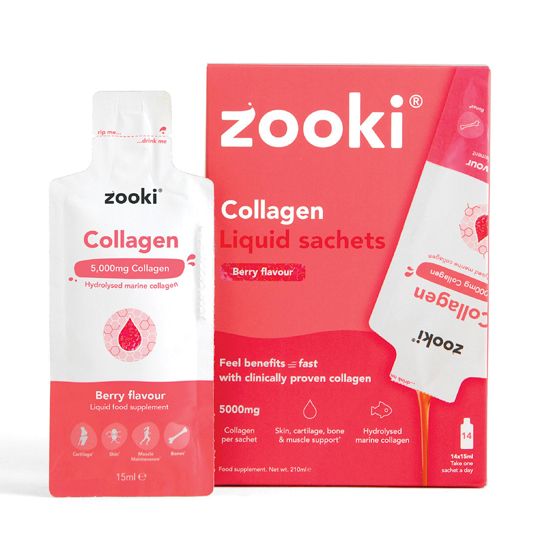 Zooki Collagen Liquid Sachets – Award-winning marine collagen for healthy skin and joints, 14 sachets per pack