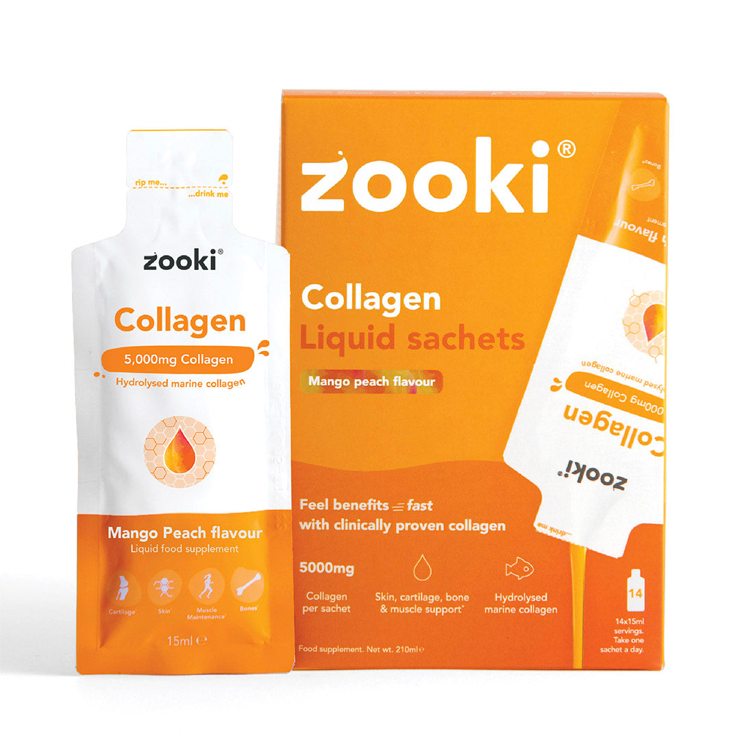Zooki Collagen Liquid Sachets – Award-winning marine collagen for healthy skin and joints, 14 sachets per pack