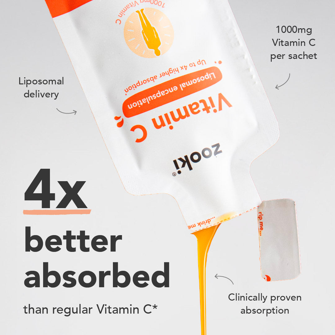 Zooki Liposome Vitamin C: Boosts immunity and protects skin. 14 vials pack