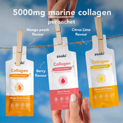 Zooki Collagen Liquid Sachets – Award-winning marine collagen for healthy skin and joints, 14 sachets per pack