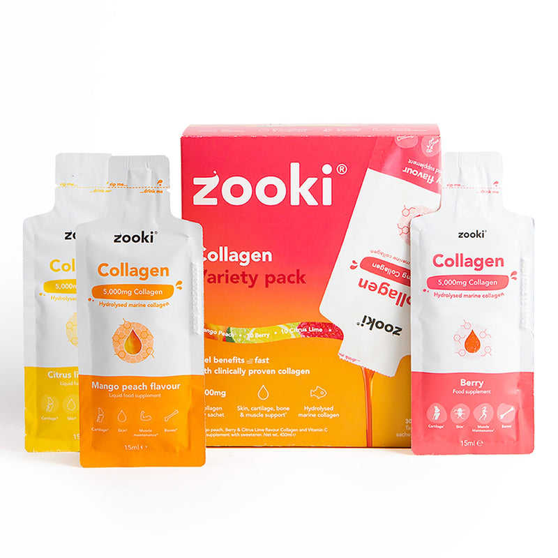 Zooki Collagen Liquid Sachets – Award-winning marine collagen for healthy skin and joints, 14 sachets per pack
